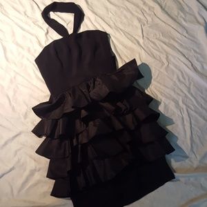 Ruffled Black Classic Dress